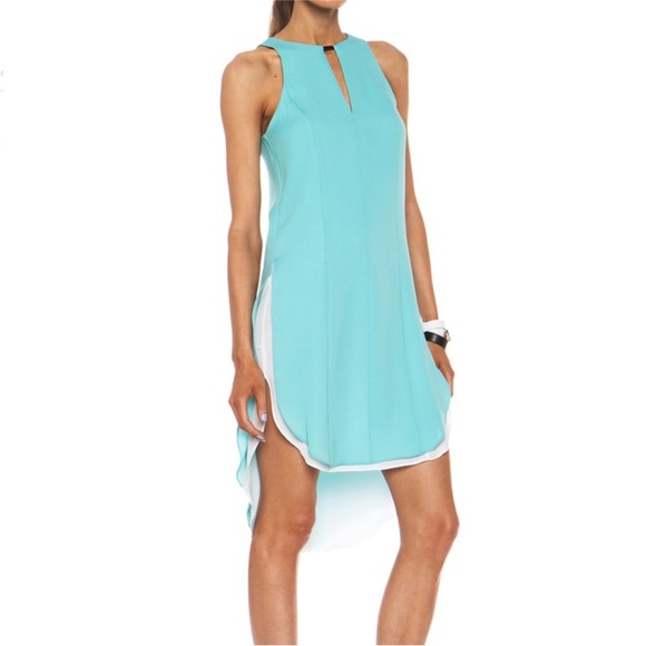 Rag & Bone Alyna Aqua Blue Silk Blend Sleeveless Shirttail Dress NWT Size 6 - Picture 4 of 5